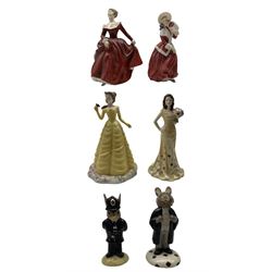 Royal Doulton figures comprising Fragrance 1991, Christmas Morn, Georgia, Disney Princesses Belle, Bunnykins Lawyer and Policeman (6)