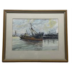 John Landrey (British 20th century): Grimsby Trawler 'Ross Jackal GY 637', watercolour signed and dated '91, 24cm x 35cm