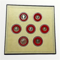 Bailiwick of Jersey 1983 sterling silver frosted proof seven coin set, housed in a presentation folder