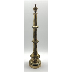  Tall Gothic style brass table lamp of tapered form with beaded decoration H70cm  
