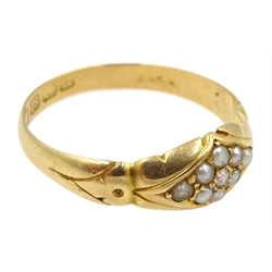  Victorian 18ct gold split pearl diamond ring, Birmingham 1894  