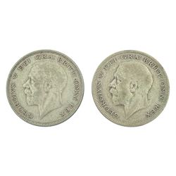 Two King George V 1930 halfcrown coins