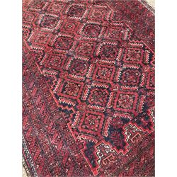 Persian runner rug, with all over geometric design, surrounded by a multi-border 