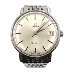 Omega Geneve Seamaster gentleman's stainless steel bracelet wristwatch, with date aperture, boxed