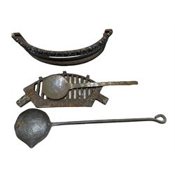 Wrought iron furnace ladle and an iron fire grate