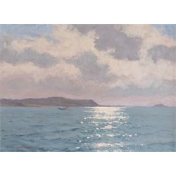 John Webster (British b. 1932): 'Westering Sun', oil on board signed 30cm x 38cm