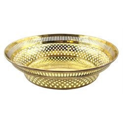 Victorian silver gilt oval basket with pierced and reeded sides 26cm x 23cm x 7cm London 1870 Maker Barnard & Sons. 23.4oz  Provenance:  3rd Earl of Feversham