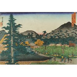 Hasegawa Sadanobu (Japanese 1809-1879): 'Autumn Scene at Kôdai-ji Temple', woodblock print from the 'Famous Places in the Capital' series c.1870/71, 18cm x 25cm