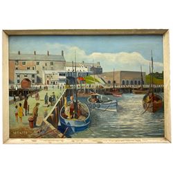 WF Kite (Northern British School Mid-20th century): Fishing Boats in a Busy Harbour, oil on board signed 40cm x 60cm