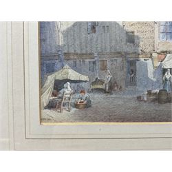 French School (19th century): Street Scene with Figures, watercolour signed RG 31cm x 23cm