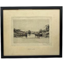 Sir Francis Seymour Haden (British 1818-1910): 'Egham Lock', etching signed in pencil, titled on the mount 15cm x 23cm