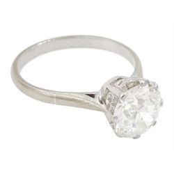 18ct white gold single stone old cut diamond ring, diamond approx 2.40 carat