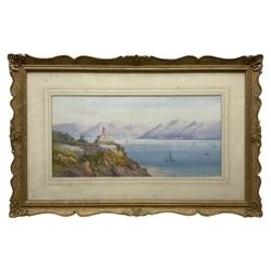 Edwin St John (British 1878-1961): Italian Capriccio Coastal Landscape, watercolour signed 49cm x 24cm