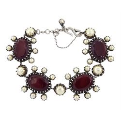 Mitchel Maer for Christian Dior bracelet set with faux pearl and red paste stones by 