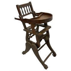 Victorian walnut metamorphic child's high chair and rocking chair 