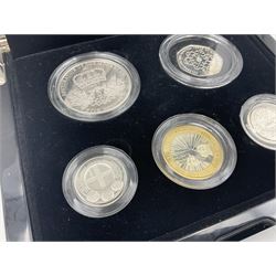 The Royal Mint United Kingdom 2010 silver proof piedfort five coin set, cased with certificate 