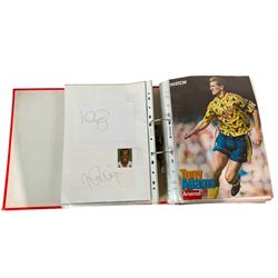Footballing autographs and signatures including Peter Shilton, Dennis Bergkamp, Thierry Henry, Joe Mercer, David Seaman etc, in one folder