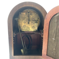  Victorian slate mantel clock, white enamel dial with Roman numeral chapter ring, (W23cm), 19th century walnut cased dome top mantel clock, the silvered dial with Roman chapter ring, twin spring driven movement (W25cm), and a 19th century American walnut cased mantel clock  