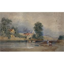 John Wilson Carmichael (British 1800-1868): Cattle Watering before Ripon Cathedral, watercolour signed inscribed and dated 1821, 30cm x 46cm
Provenance: with Heather Newman Gallery/Newman Fine Art