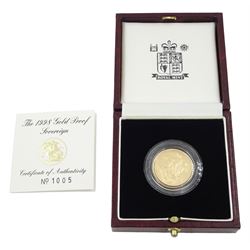 Queen Elizabeth II 1998 gold proof full sovereign coin, cased with certificate
