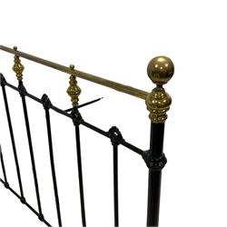 Victorian black painted wrought metal and brass 4'6