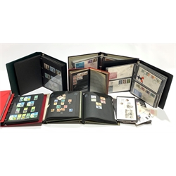 Great British and World stamps and first day covers including, Queen Elizabeth II mint pre-decimal stamps, Guernsey, Isle of Man, Jersey, Ascension, Bahamas, Canada, Dominica, Hong Kong etc,  in eight various albums/folders and loose