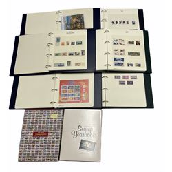 United States of America postage stamps, from the 1920s onwards, both mint and used stamps present, housed in six ring binder folders and the 2002 and 2004 commemorative stamp yearbooks, both containing some stamps, in one box