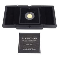Queen Elizabeth II Isle of Man 2021 gold proof full sovereign coin, 'In Memoriam', cased with certificate