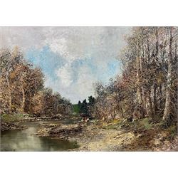 G Bauer (British 20th Century): 'Bolton Woods', impasto oil on canvas signed, titled verso 98cm x 69cm 