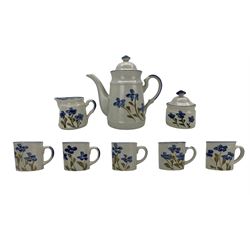 Vintage eight piece coffee set, hand painted with flower sprigs (8)