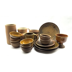 Peter Dick (1936-2012) for Coxwold Pottery: cylindrical vase, various bowls, jug etc together with other pieces of similar studio pottery 