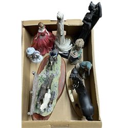 Royal Doulton group 'Black Beauty & Foal', Royal Doulton figure 'English Rose' and other figures in one box