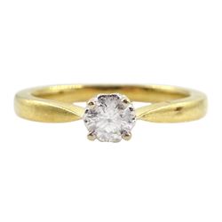 18ct gold single stone round brilliant cut diamond ring, hallmarked, diamond 0.33 carat