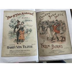 Two albums of Victorian and later sheet music covers, one album related to Dancing which includes The County Barn Dance, The O.K. Fox Trot, Oo-La-La! Lancers, Radio Waltz Medley, the other album mainly 40's and 50's sheet music and many others (approx 110) Provenance: From the Estate of a Local private collector
