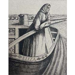Frederick George Austin (British 1902-1990): A Woman on her Houseboat ‘Eliza’, drypoint etching signed and dated '30 in the plate 14cm x 11cm (unframed) Provenance: direct from the granddaughter of the artist