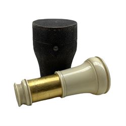 19th century brass and ivory single-draw spyglass, the tube engraved 'G. Adams', cased 