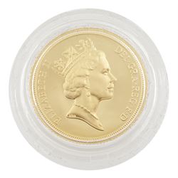 Queen Elizabeth II 1995 gold proof full sovereign coin, cased with certificate