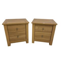 Pair rectangular bedside chests, fitted with two drawers