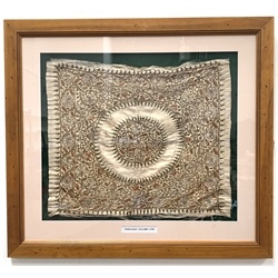  Framed chalice cover, circa 1600-1720, 59cm x 49cm, excluding frame  
