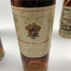  Mixed alcohol including 'Veuve Cliquot Ponsardin Dry 1937' champagne, four bottles of 'Grand Vin De Bordeaux Marquis De La Rose' etc, various contents/ proofs (9)  