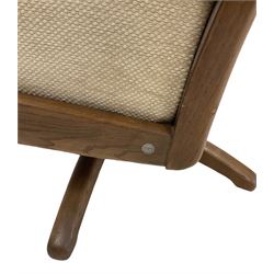 Ercol - swivel chair, upholstered in beige fabric