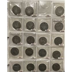 Coins including twenty-eight pre 1947 Great British half crowns, various other pre 1947 silver coins etc, housed in a ring binder folder