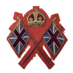 Late Victorian Colour Sergeant full dress arm cloth rank badge with a crown above crossed union flags