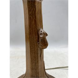 'Mouseman' carved oak table lamp with mouse signature, by Robert Thompson of Kilburn, H25.5cm (excluding fitting)