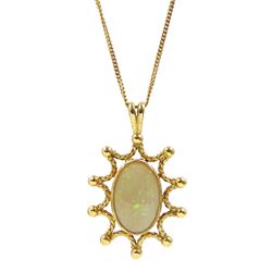 18ct gold opal pierced star design pendant, on 9ct gold chain necklace