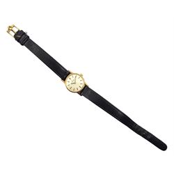 Omega 9ct gold  ladies manual wind wristwatch, cal 625, London 1978, on original black leather strap