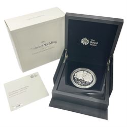 The Royal Mint United Kingdom 2017 'The Platinum Wedding Anniversary' five ounce fine silver proof coin, cased with certificate