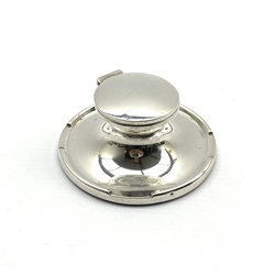  Silver circular inkwell with hinged cover Birmingham 1912  
