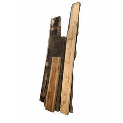 English hardwood, collection of six large boards of unworked timber of various types, largest L294cm