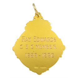 9ct gold enamel 'GMB' presentation medallion, hallmarked